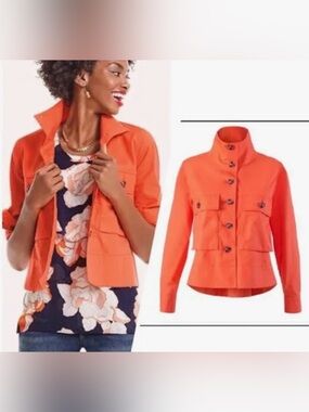CAbi Women’s Orange Jacket - Button-Up size: L